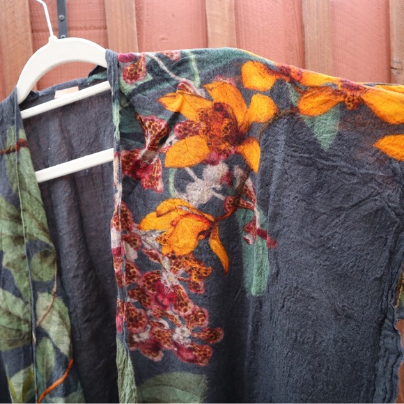 Powder Botany Bliss Charcoal 100% Wool Wrap Open Cardigan Vintage Large XL Women - Picture 8 of 16